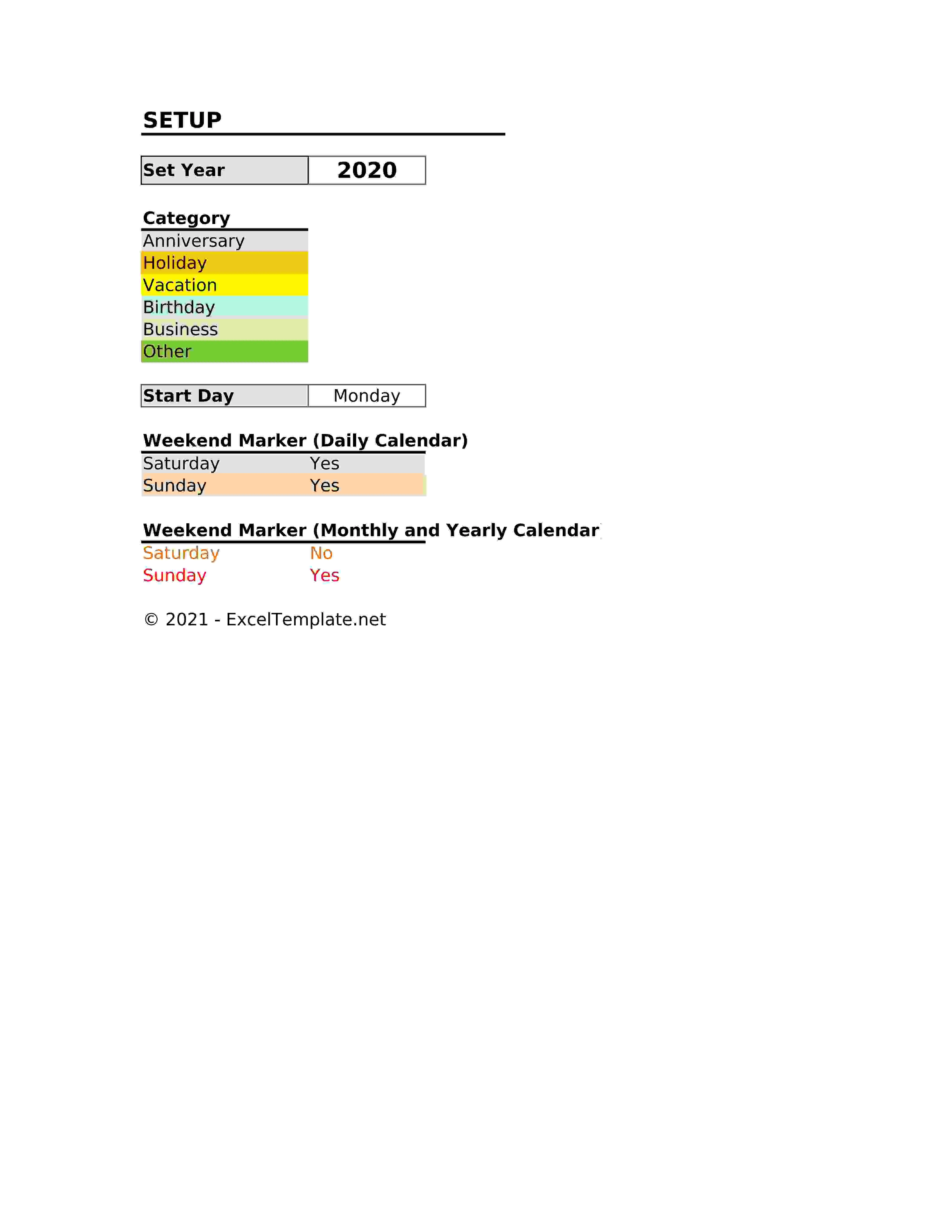 2019 Daily Monthly Yearly Calendar with Events V1 2