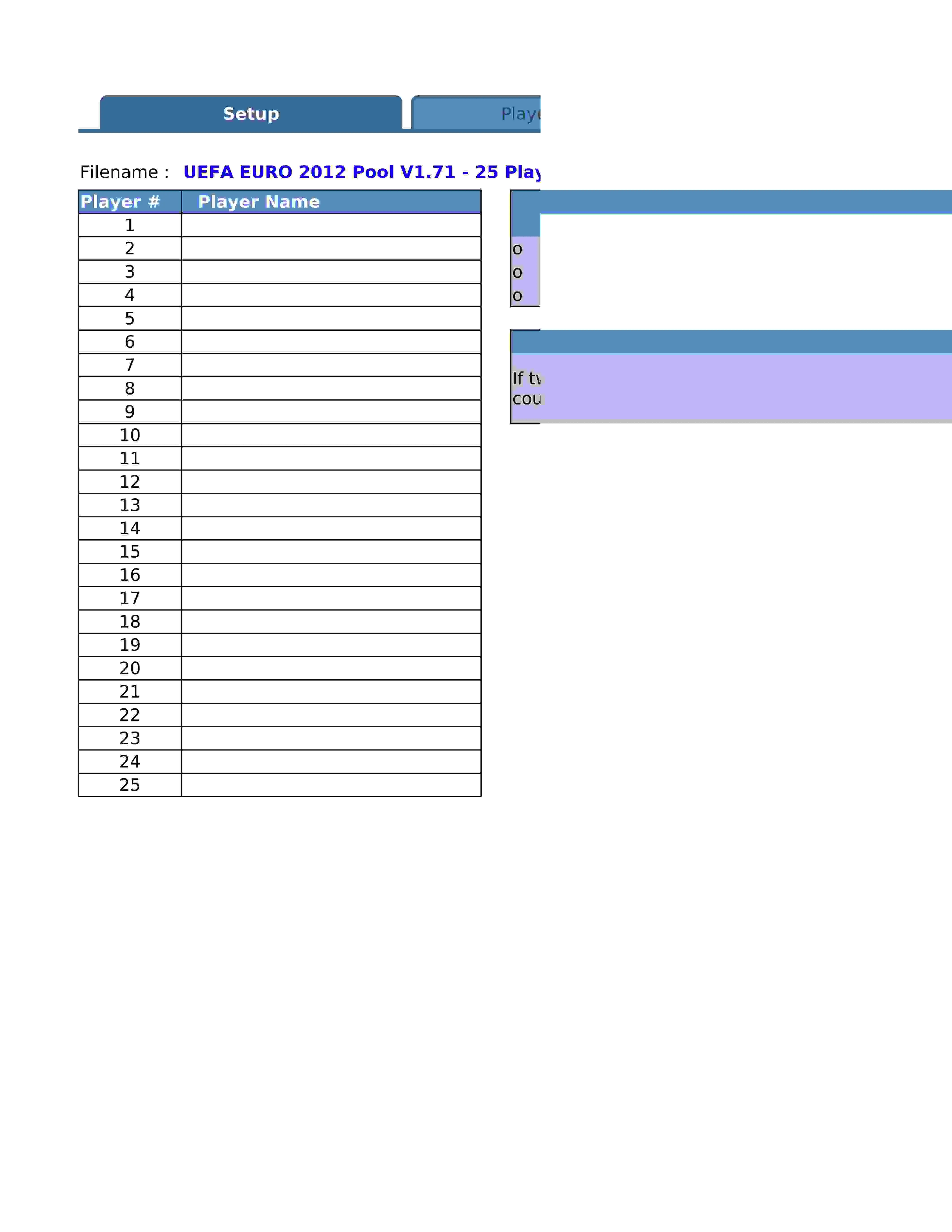 UEFA Euro 2012 Pool V1 71 25 Players