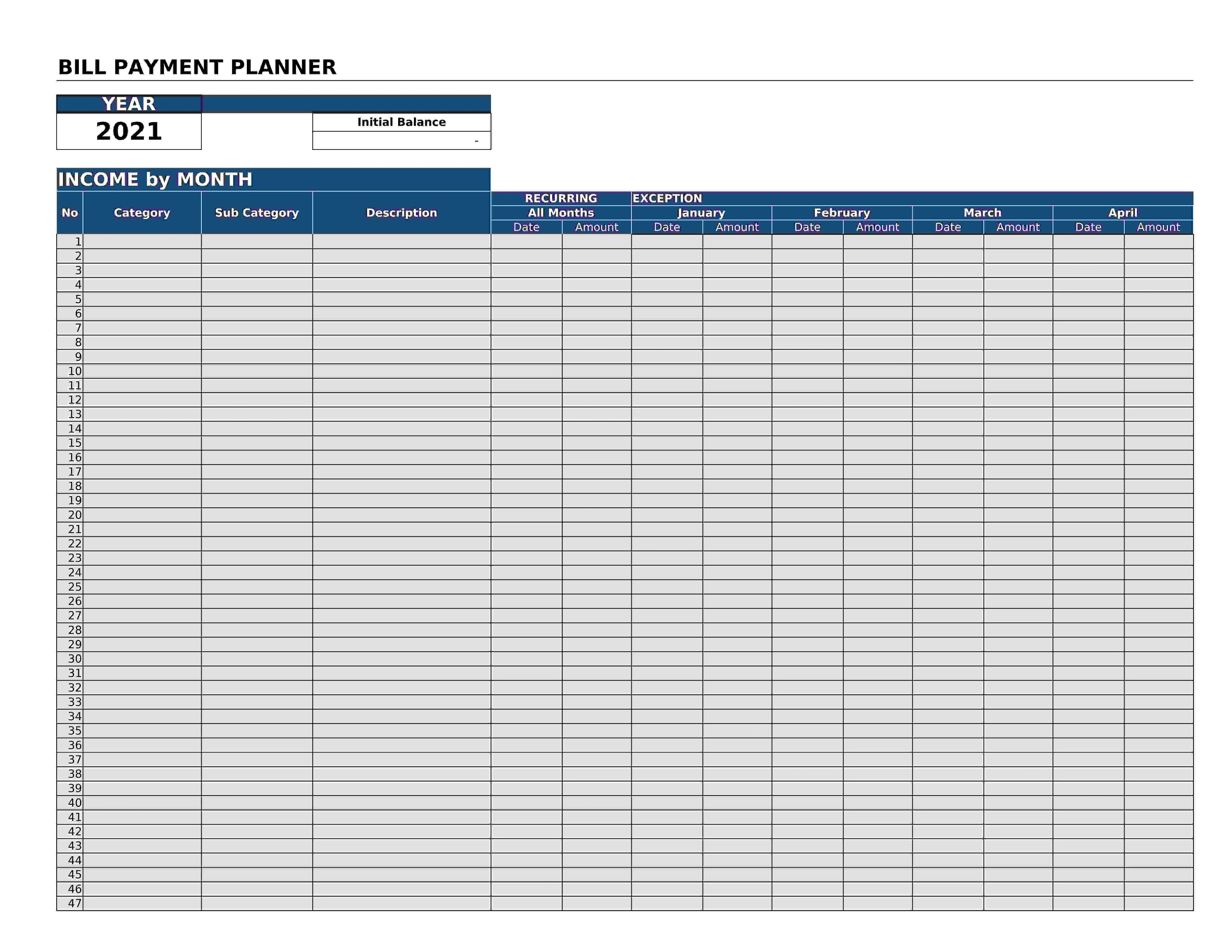 Weekly Payment Planner V26   Blank