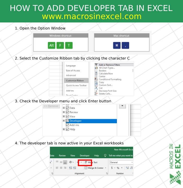 excel developer tab enable