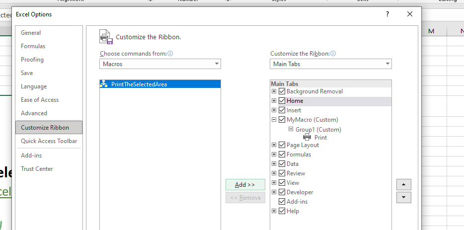 Excel macro print selected area macrosinexcel